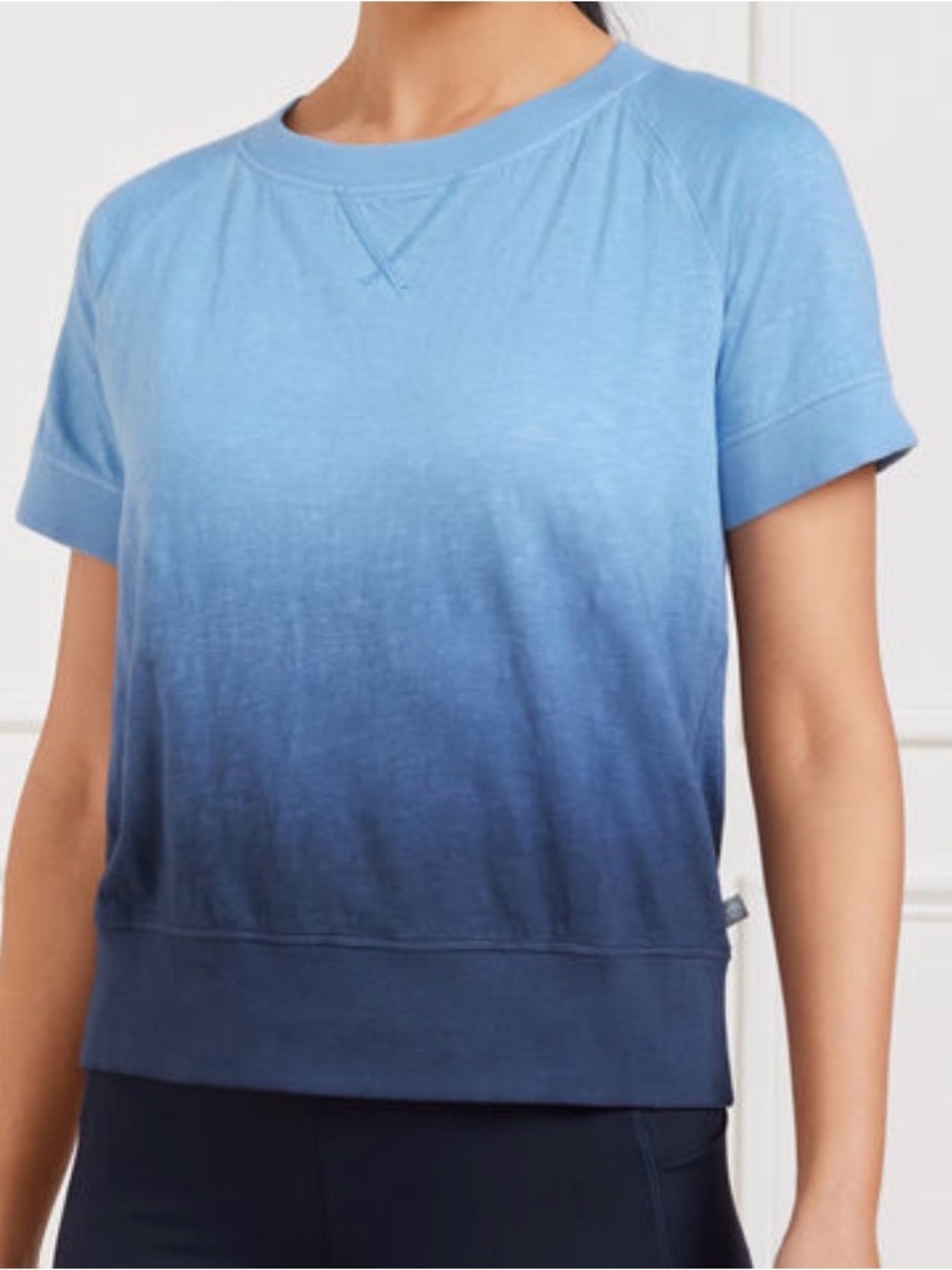 T by Talbots Supersoft Slub Dip Dye Ombre Crewneck Tee